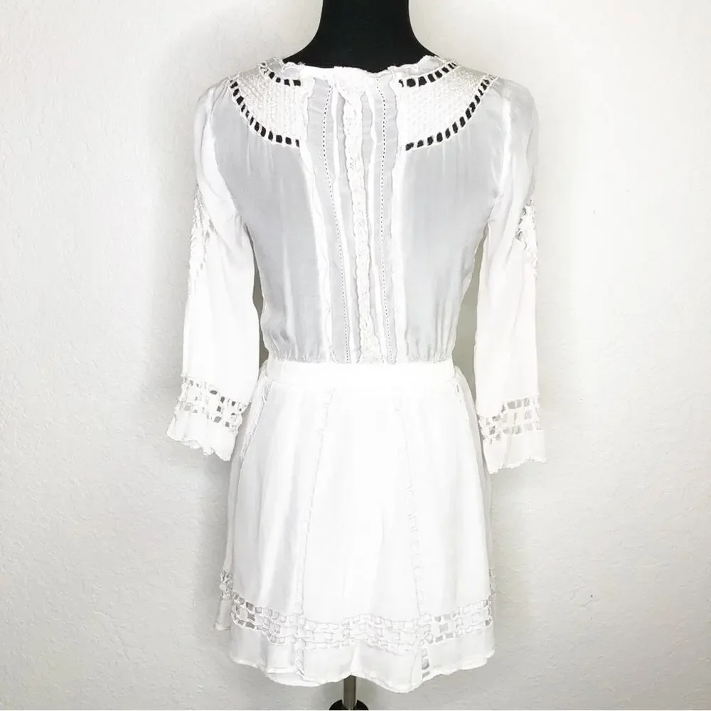 Tularosa Orsen white cutout embroidered dress size XS